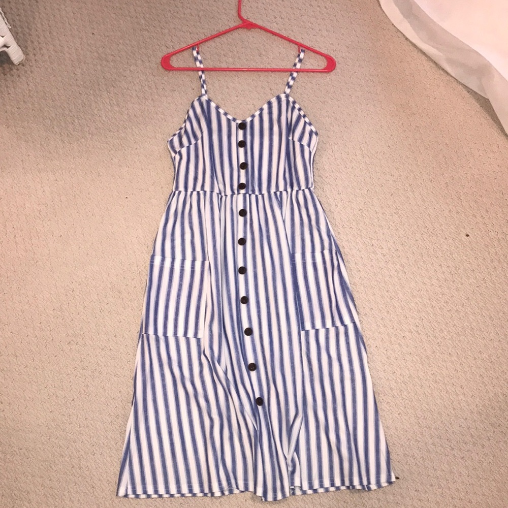 Blue and white summer dress